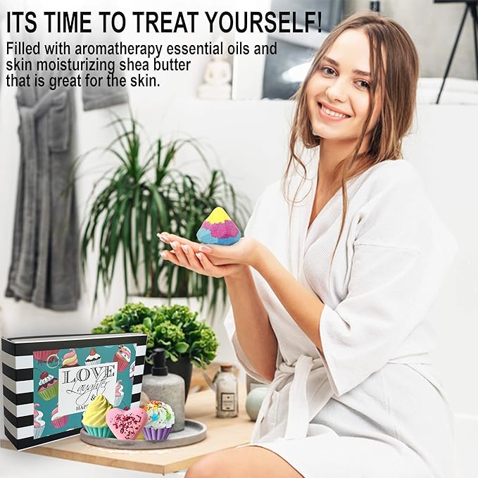 Bath Bombs Gift Set - 6pc Aromatherapy Natural Bath Bombs with Organic Ingredients, Skin Moisturizing Bubble Bath Fizzy, Gentle for Kids, Relaxing Birthday BathBombs for Girls, Women, Kids
