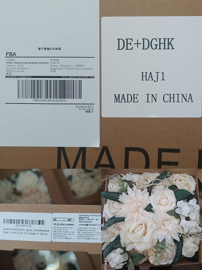 Serwalin Artificial Flowers Boho Champagne Fake Silk Flowers for DIY Wedding Bridal Bouquets, Wedding Cake Flowers for Table Centerpieces Arrangements Party Baby Shower Home Decorations