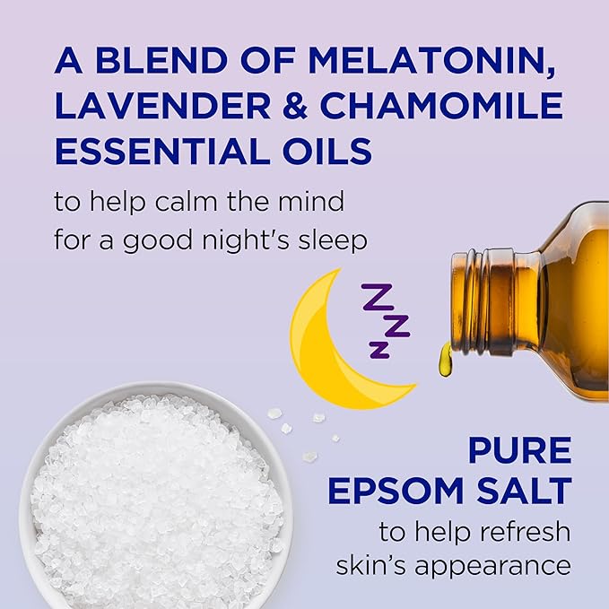 Dr Teal's Foaming Bath with Pure Epsom Salt, Sleep Blend with Melatonin, Lavender & Chamomile Essential Oils, 34 fl oz (Pack of 4)