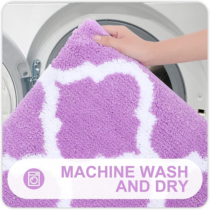 OLANLY Bathroom Rugs 30x20, Soft and Absorbent Microfiber Bath Rugs, Non-Slip Shaggy Shower Carpet, Machine Wash Dry, Bath Mats for Bathroom Floor, Tub and Shower, Light Purple