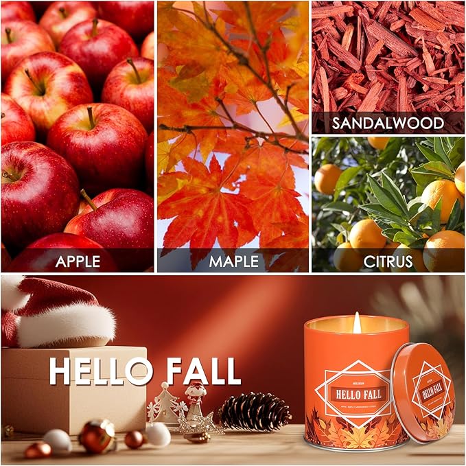 Holiday Scented Candle, 9oz Soy Aromatherapy for Home, Fall Winter Christmas Gifts for Women Men