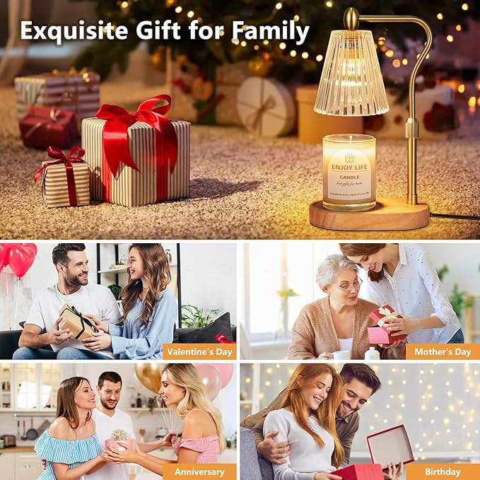 Candle Warmer Lamp with 8 Colors LED Changing,with Timer Dimmer Adjustable Height,Mothers Day Gifts,Vintage Home Decor