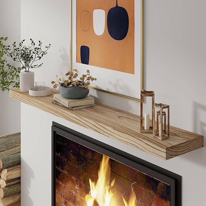 Axeman Floating Shelves, 8 Inch Deep Modern Solid Wood Wall Shelves for Storage, Wall Mounted Display Shelving with Invisible Heavy-Duty Metal Bracket, 48" W x 8" D x 1.6" H, Light Carbonized