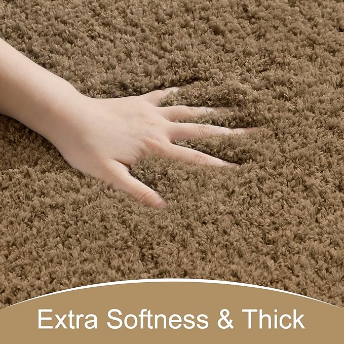AROGAN Luxury Long Bathroom Runner Rug, 24x72 Inch Thick Soft and Absorbent Non Slip Bath Mat, Rubber Backing Quick Dry Rugs Carpets, Machine Washable Plush Mats for Shower Floor, Brown