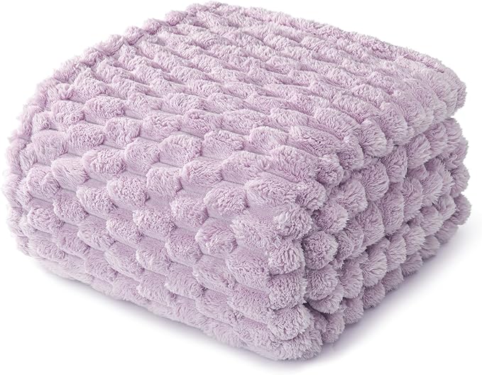 Whale Flotilla Twin Size Blanket for Bed with Jacquard Pattern, Fuzzy Soft Cozy Exquisite Blankets for All Season, Warm and Fluffy, 60x80 Inch, Lilac
