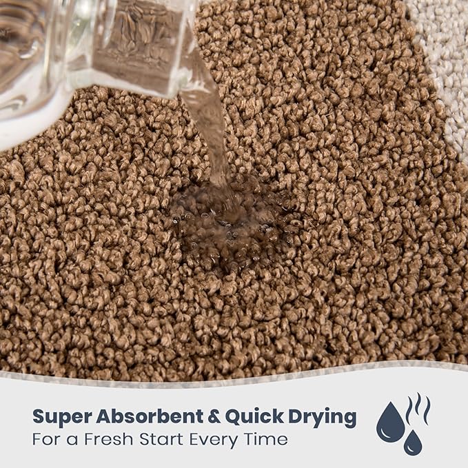 PURRUGS Bathroom Rug Non-Slip Machine Washable 20" x 30", Super Absorbent and Quick-Dry Bath Mat, Extra Soft and Plush Bath Rug for Shower, Bathtub and Sink, Beige & Grayish Brown