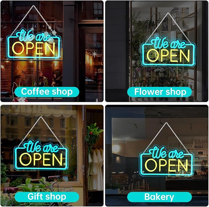 Open Signs for Business, Open Sign Led, Neon Open sign, Bright Light Dimmable Led Yes We Are Open Sign for Business, Lighted Up Neon Sign for Wall Decor Bar Salon Coffee Stores Club Hotel
