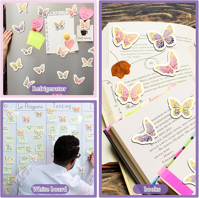 TaoBary 40 Pieces Butterfly Magnetic Bookmarks Cute Magnet Page Markers Bulk Foldable Page Clips for School Students Teachers, Book Lovers, Classroom Gifts, Women Office Reading(Novel)