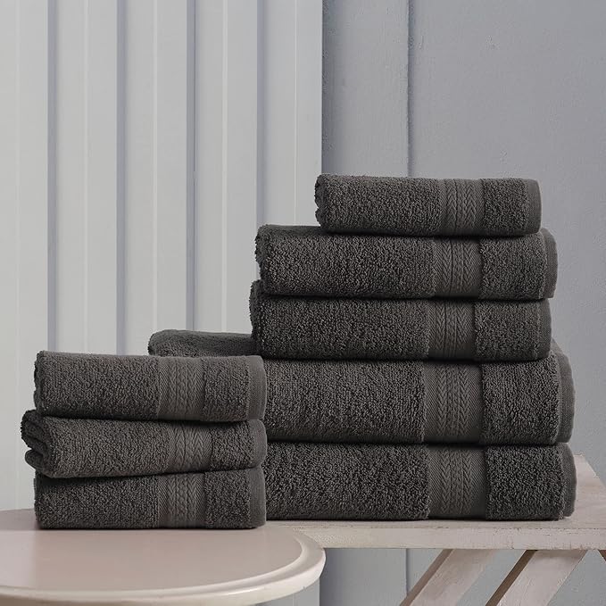 REGAL RUBY 4 Pieces Grey Washcloths Bath Linen Set Quick-Dry, Highly Absorbent, Soft Feel Towels, Premium Quality Flannel Face Cloths