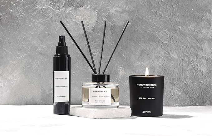 Sea Salt Orchid Reed Diffuser Set - Luxury Fragrance Reed Diffusers for Home, Office & Bathroom Décor - Long-Lasting Scent with Non-Toxic Oils (5.63 oz)