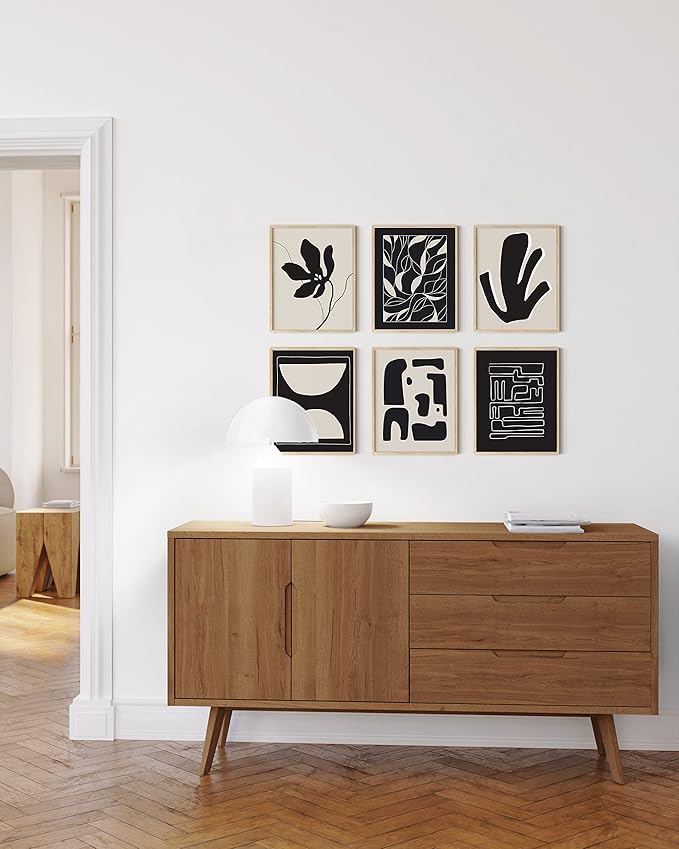 HAUS AND HUES Abstract Art Wall Decor - Set of 6 Modern Art Gallery Display, Abstract Minimalist Wall Art, Mid Century Modern Artwork, Modern Art Wall Decor Neutral Art (Unframed 11x14)
