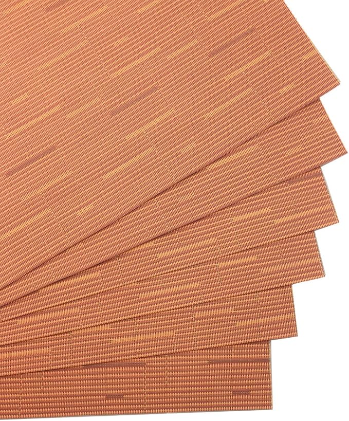 Exquisite Woven Vinyl Placemats for Dining Table Heat Resistant PVC Table Mats (Pack of 6, Orange)