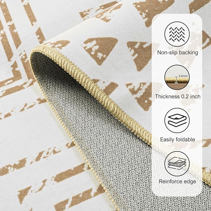 Area Rug Living Room Rugs Large Soft Boho Farmhouse Indoor Floor Rug (Beige, 6'x9')
