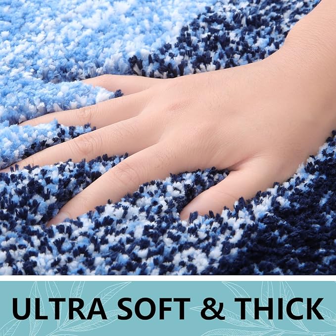 Arotive Microfiber Bathroom Rugs, Shaggy Soft and Absorbent Bath Rug, Non-Slip, Thick Plush Machine Washable Dry Bath Mats for Bathroom, Tub and Shower, 36x24, Blue