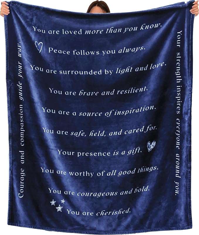 WOLF CREEK BLANKET - Single Layer Fleece Light and Love Compassion Blanket- Positivity Courage and Affirmations Get Well Gift, Plush Healing Thoughts Love Hope & Comfort