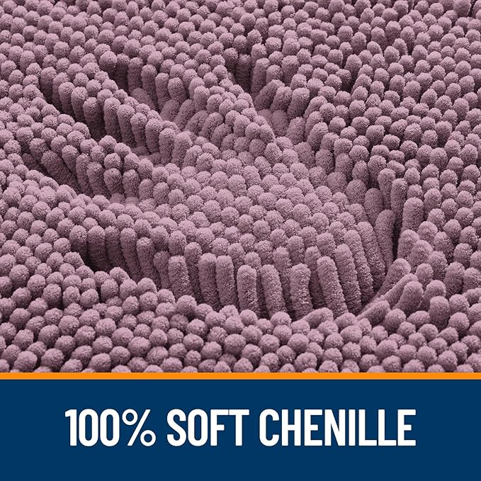 OLANLY Bathroom Rugs 24x16, Extra Soft Absorbent Chenille Bath Rugs, Rubber Backing Quick Dry, Machine Washable Bath Mats for Bathroom Floor, Tub and Shower, Home Decor Accessories, Deep Plum