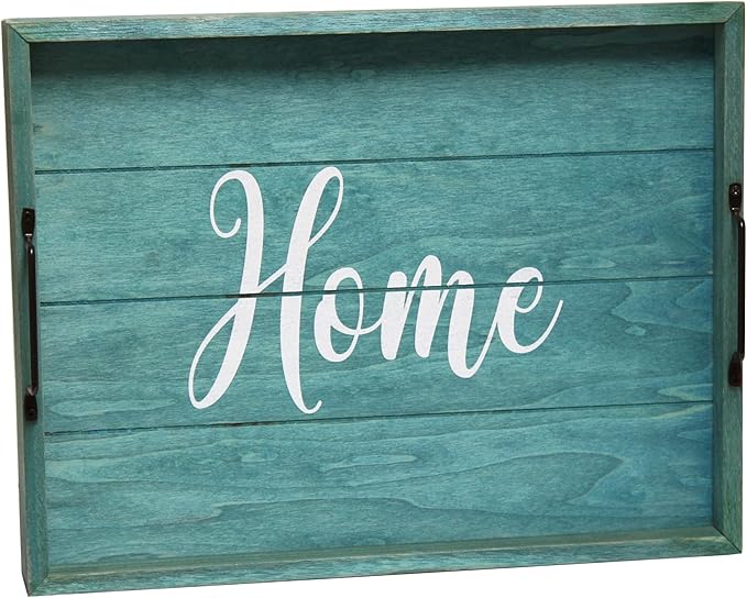 Elegant Designs, 15.50" x 12", Blue Wash Home Decorative Wood Serving Tray w/Handles (HG2000-BHW)