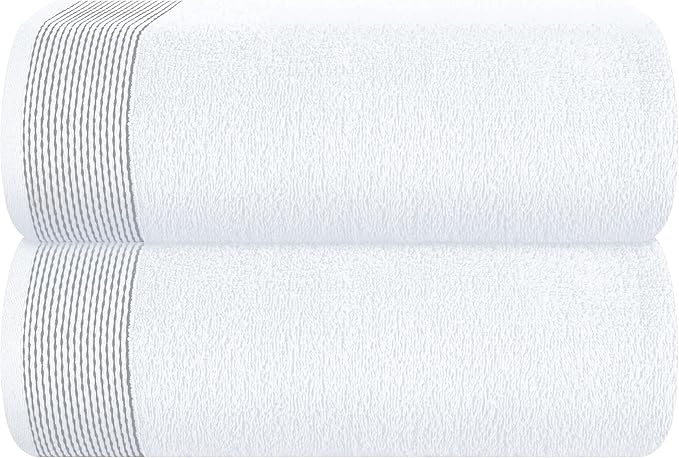 Belizzi Home Cotton 2 Pack Oversized Bath Sheet 35 x 70, Large Bath Sheet, Ultra Absorbent, Compact, Eco-Friendly and 100% Recyclable, Quick Drying and Lightweight Towel - White