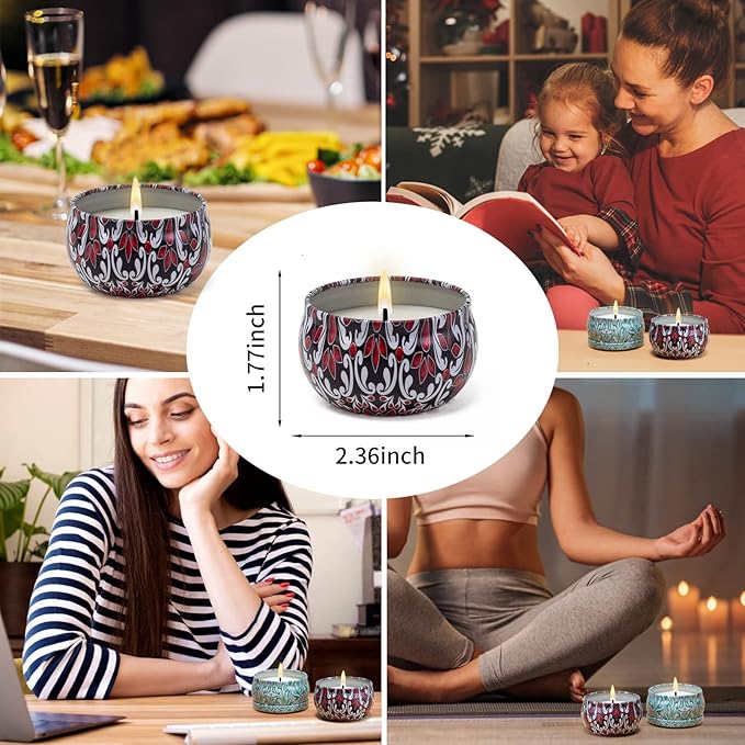 Scented Candles for Home Scented 2 Pack 2.5 oz Natural Soy Wax Candles Gifts for Women, Jasmine Rose Aromatherapy Candles Gifts Set, Portable Small Relaxing Candles Set for Spa, Bath, Yoga