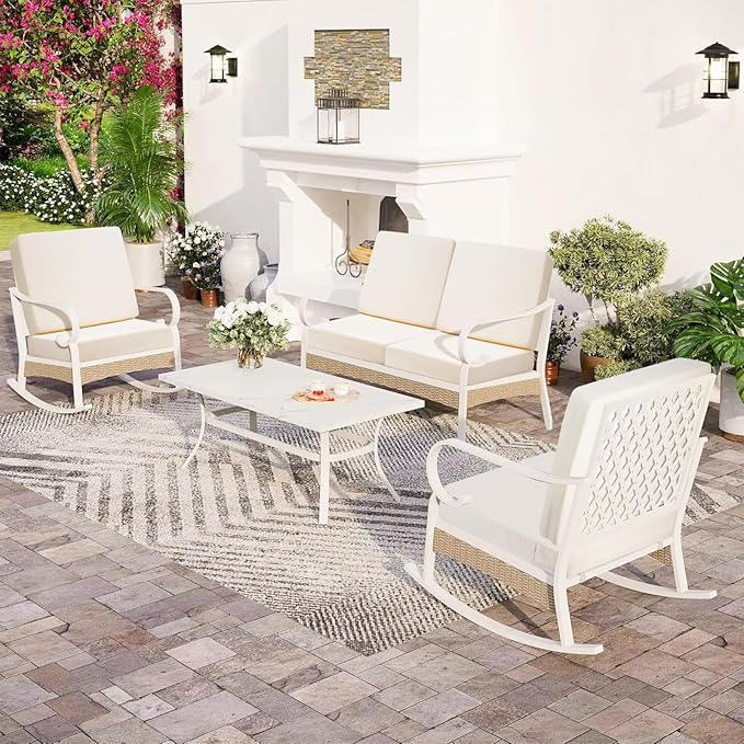 Outdoor Deep Seat Cushion Set of 2, 24 x 24 Inch Waterproof and Fade Resistant Patio Furniture Cushion Backrest with Ties for Patio Garden Yard and Balcony (Beige-2Pcs, 24x24Inch)