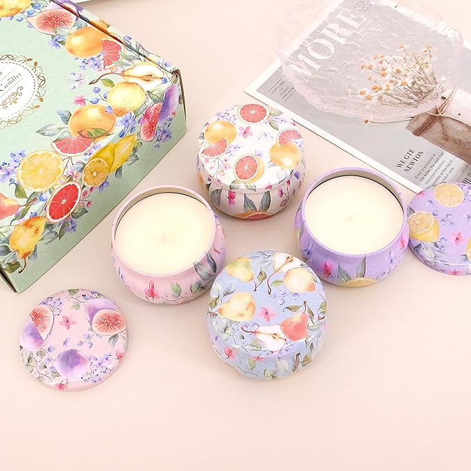 Naimo 4 Pack Scented Candles Long Lasting Soy Wax Aromatherapy Candle for Home Bath Yoga Birthday Gift Set Women Present