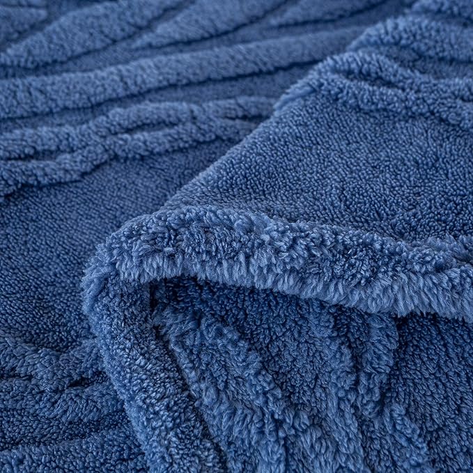 YUSOKI Sherpa Throw Blanket(Without Pillows)-3D Stylish Design Super Soft Cozy Blanket Thick Plush Fluffy Blankets for Teen Girls Women Couch Bed Sofa Chair Men Boys Gift(Washed Blue,50"x65")