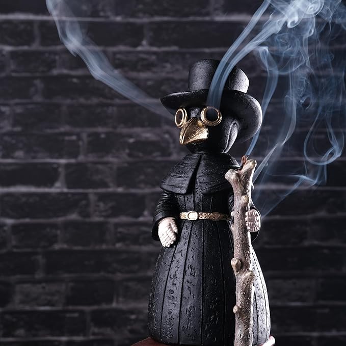2025 Upgrade Plague Doctor Incense Holder, Plague Doctor Cone Burner Eyes Will Smoke, Handmade Craftfor Desktop Resin Ornament for Home Decoration, Effective Stress & Anxiety Relief. (Large Doctor)