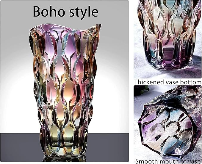 CEMABT Glass Vases for Flowers,Thickened 3.4 lb Morden vases for Tables Centerpieces, vase for Home Decor, Crystal,Colorful and Clear Rose Large Vases Christmas Day Gifts(Heavy Duty)