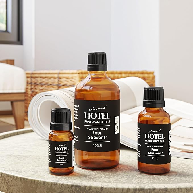 AirScent Hotel Diffuser Oil Inspired by The Four Seasons Signature Scent - Fragrance Oil No. 1021 for Ultrasonic and Waterless Diffusers and Crafting - 10 mL, 0.34 fl oz Glass Bottle with Dropper