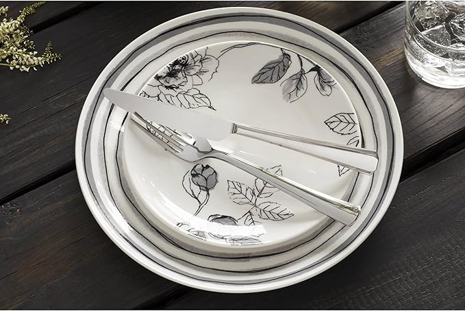 Oneida Sketchbook Piece Dinnerware Set, 12 Count, White, Dorm Necessities, Dorm Essentials