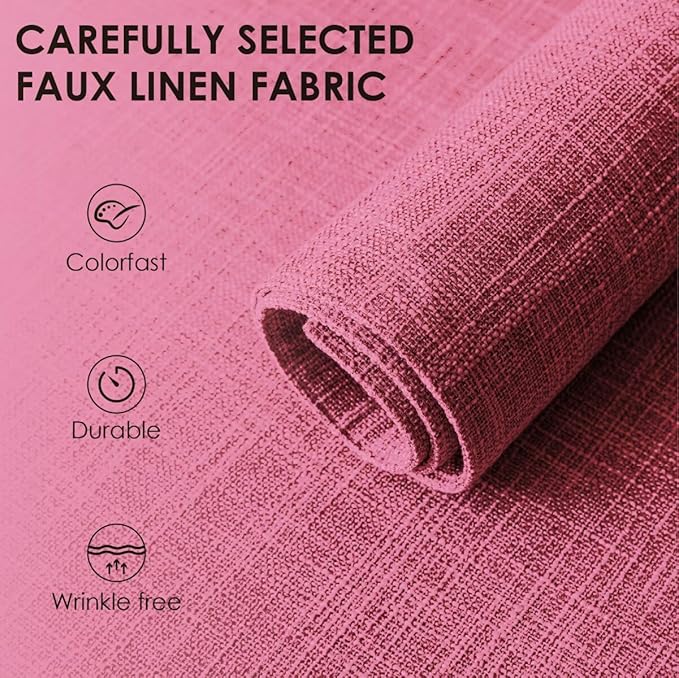Placemats Set of 4, Bilayer Thickened Linen Place Mats Heat Resistant Machine Washable Wrinkle Free Carefully Selected Polyester Mats for Kitchen/Dining/Coffee Table (Pink)