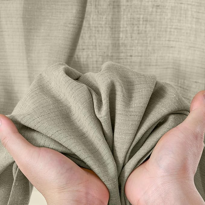 jinchan Linen Blend Curtains 96 inch Length 2 Panels for Bedroom Living Room, Floor to Ceiling 50 inch Wide Farmhouse Drapes with Rod Pocket Back Tab(50W x 96L, Light Green)