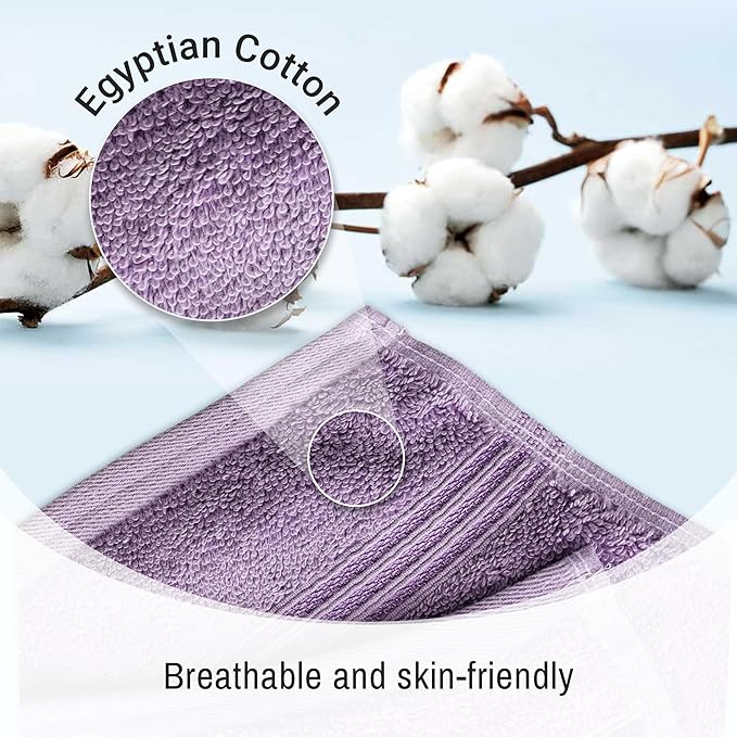 Superior Egyptian Cotton Bath Towel Set, Home Bathroom Towels, Master, Guest Bath, Decor Essentials, Quick Dry, Absorbent, Large Body Towels, Spa, Hotel, Resort, Adult, Kids, Set of 2, Royal Purple