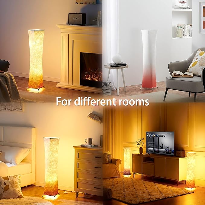 chiphy Floor Lamp, Dimmable 39" (XS) Tall Standing Lamp, 3 Levels Adjustable Brightness LED Bulbs, Column Floor Light, Red Gradient Fabric Lampshade, Home Decor for Living Room, Bedroom, Kids Room