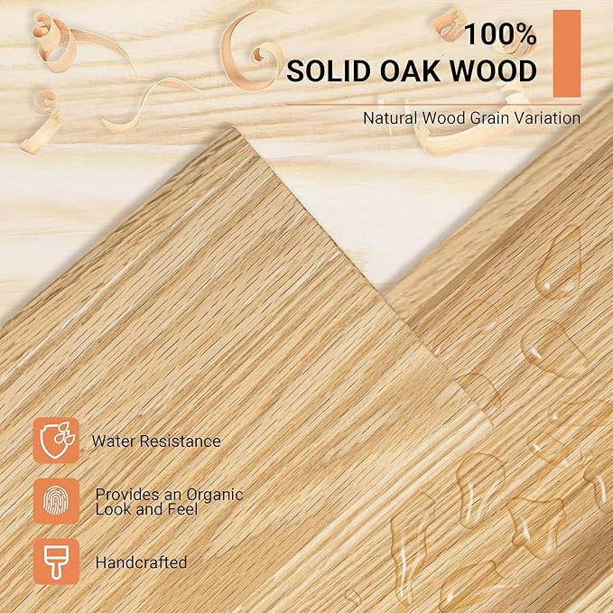Oak Floating Shelves Wall Mounted Set of 2, Rustic Large Wall Shelves for Storage with Lip, Display Picture Ledge with Lip for Storage, Bedroom, Living Room, Bathroom,Nursery Display