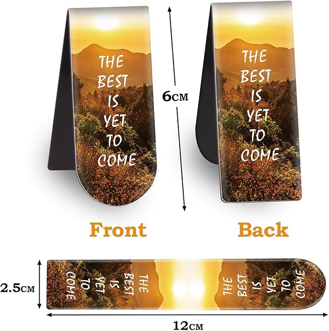 Magnetic Bookmarks, 46PCS Inspirational Slogan Nature Scenery Pattern Bookmarks, Encourage Yourself Book Mark for Book Lovers, Women, Man, Kids, Students, Teachers, School, Home(2.4 x 1 inch)