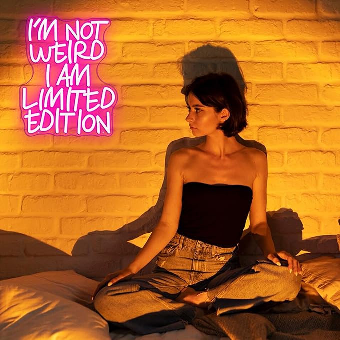 I'm Not Weird, I'm Limited Edition LED Neon Sign, Dimmable Funny Pink Inspirational Quote Neon Light Signs, Pop Art Preppy Wall Art for Bedroom Man Cave Game Room Wall Decor(12.7 * 15.7in)