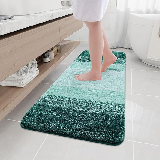 Arotive Microfiber Bathroom Rugs, Shaggy Soft and Absorbent Bath Rug, Non-Slip, Thick Plush Machine Washable Dry Bath Mats for Bathroom, Tub and Shower, 47x17, Dark Green