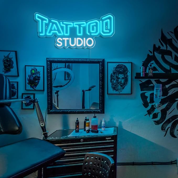 Tattoo Neon Sign Dimmable Tattoo Studio Neon Light for Tattoo Salon Studio Shop Business Logo Bedroom Beer Bar Pub Garage Man Cave Decor USB Powered Christmas Birthday Gift