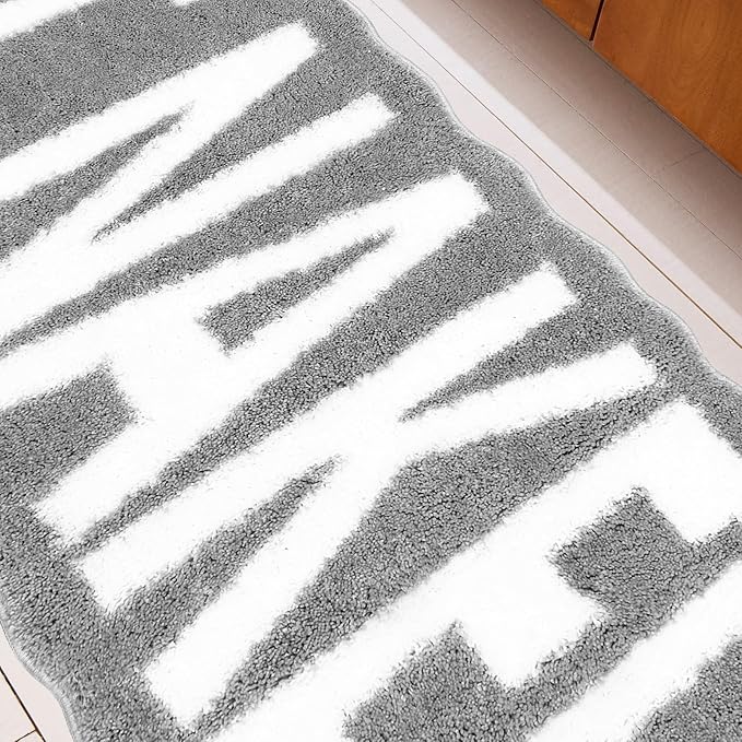 Get Naked Bath Mat Long Bathroom Rug - Super Soft Funny Bath Mat Non Slip Grey Bathroom Decor, Water Absorbent Runner Rugs for Sink Bathtub and Shower Gray 24" x 59"