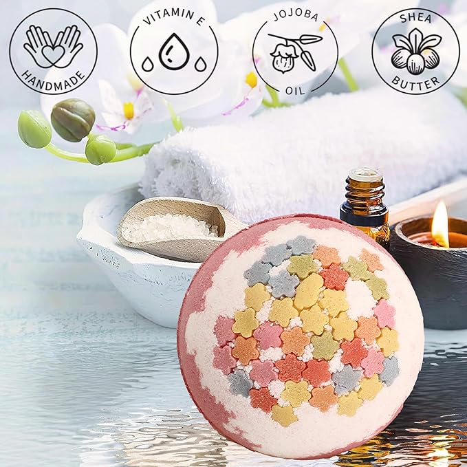 Bath Bombs for Women Spa Gift Set with Shea Butter Oils Sea Salt Relaxing Birthday Gift for Her Bubble Bath Skincare Relaxation Aromatherapy Gifts