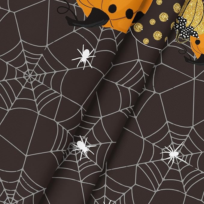 Horaldaily Halloween Tablecloth 60x60 Inch Round, Jack-O-Lantern Pumpkin Cobweb Scary Themed Black Washable Table Cover for Party Picnic Dinner Decor