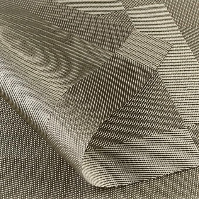 DACHUI Placemats, Heat-Resistant Placemats Stain Resistant Anti-Skid Washable PVC Table Mats Woven Vinyl (8pcs, Coffee-Cross)