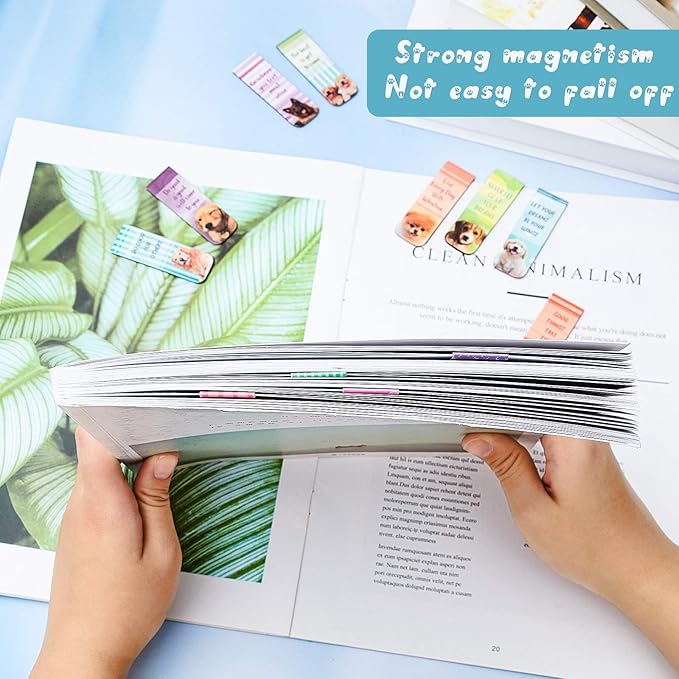 Zonon 24 Pieces Christian Magnetic Bookmarks Magnet Page Markers Christian Puppy Bookmarks Assorted Set for Teachers Reading Supplies
