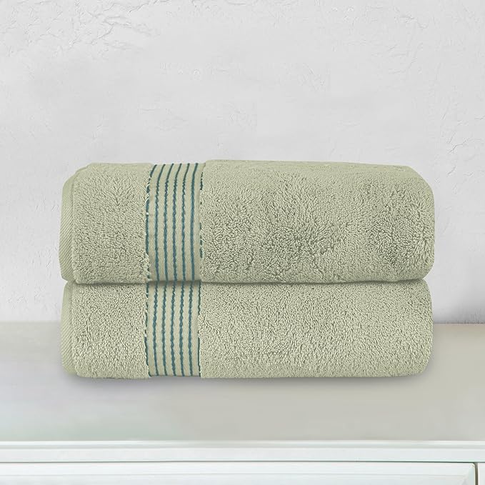 Elegant Comfort Premium Turkish Cotton 2 Pack Bath Towel Set - 27 x 54 inch, Luxurious Hotel Spa Quality 100% Turkish Cotton 2PC Bath Towel Set - Highly Absorbent - Soft Bathroom Towels, Mint Green