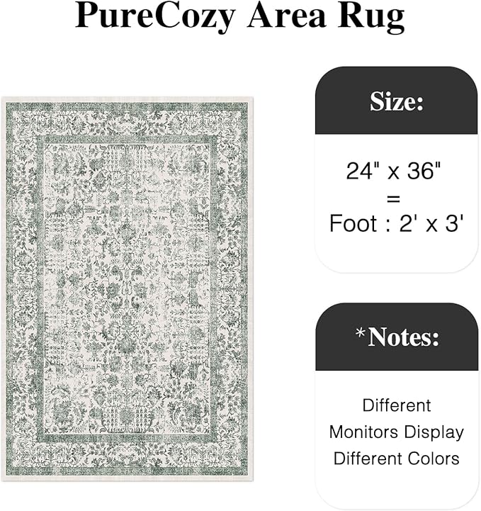 Dark Green Entryway Area Rug 2x3 Door Mat Machine Washable Kitchen Vintage Distressed Non Slip Carpet Indoor Retro Floral Accent Throw Small Rug for Bathroom Office Bedroom Dining Room