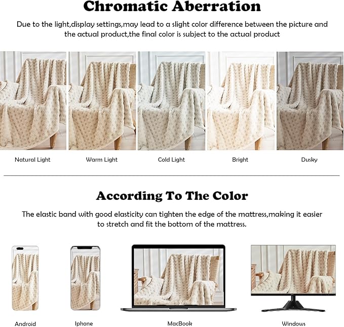 NEWCOSPLAY Super Soft King Blanket Linen Premium Silky Flannel Fleece 3D Waffle Checkered Lightweight Bed Blanket All Season Use (Linen, King(90"x110"))