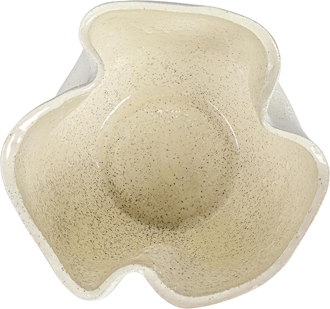 Bloomingville 7.25 Inches Stoneware Ruffled Planter with Sand Finish and Reactive Glaze, Holds 4 Inches Pot, White