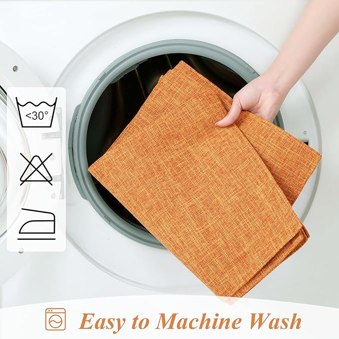 SHACOS Fabric Placemats Set of 6 Washable Heat Resistant Place Mats Non Slip Thick Cloth Placemats Reversible Table Mats Indoor Outdoor Home Wedding Table Decor, Orange
