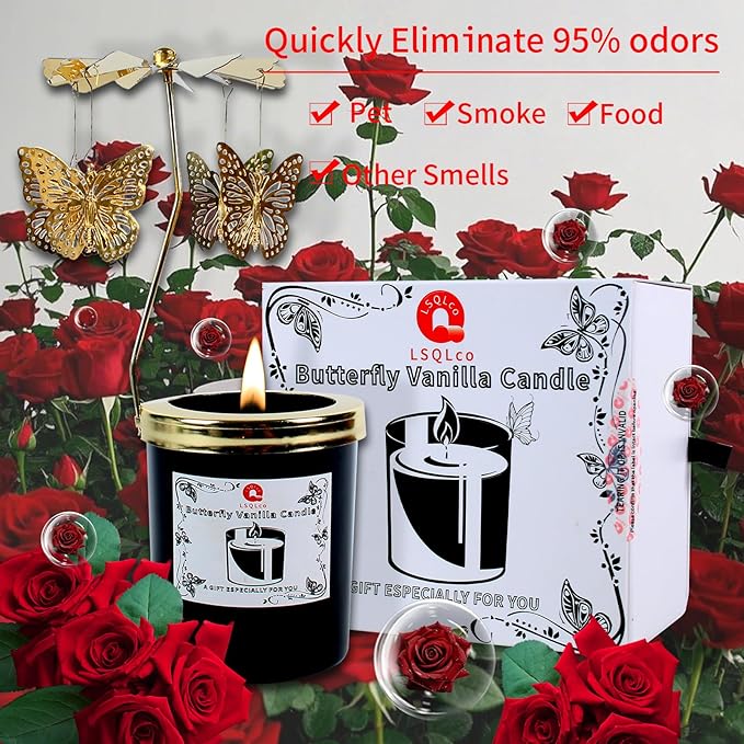 Wild Rose Large Natural Scented Candle, 50 Hour Burn Time, Made with Soy Wax and Essential Oils, Stress Relief Luxury Aromatherapy Candles for Women, Romantic Candle Valentines Day Gifts for Her